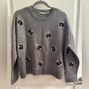 Alice + Olivia Stace Face Grey Pullover Sweater